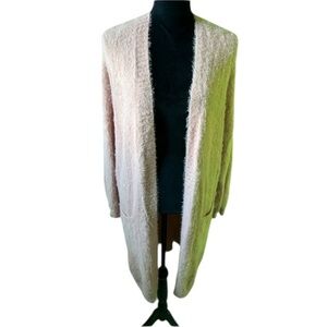 Vici Davi & Dani Pink Cardigan Sweater Brushed Knit Duster Womens Large
